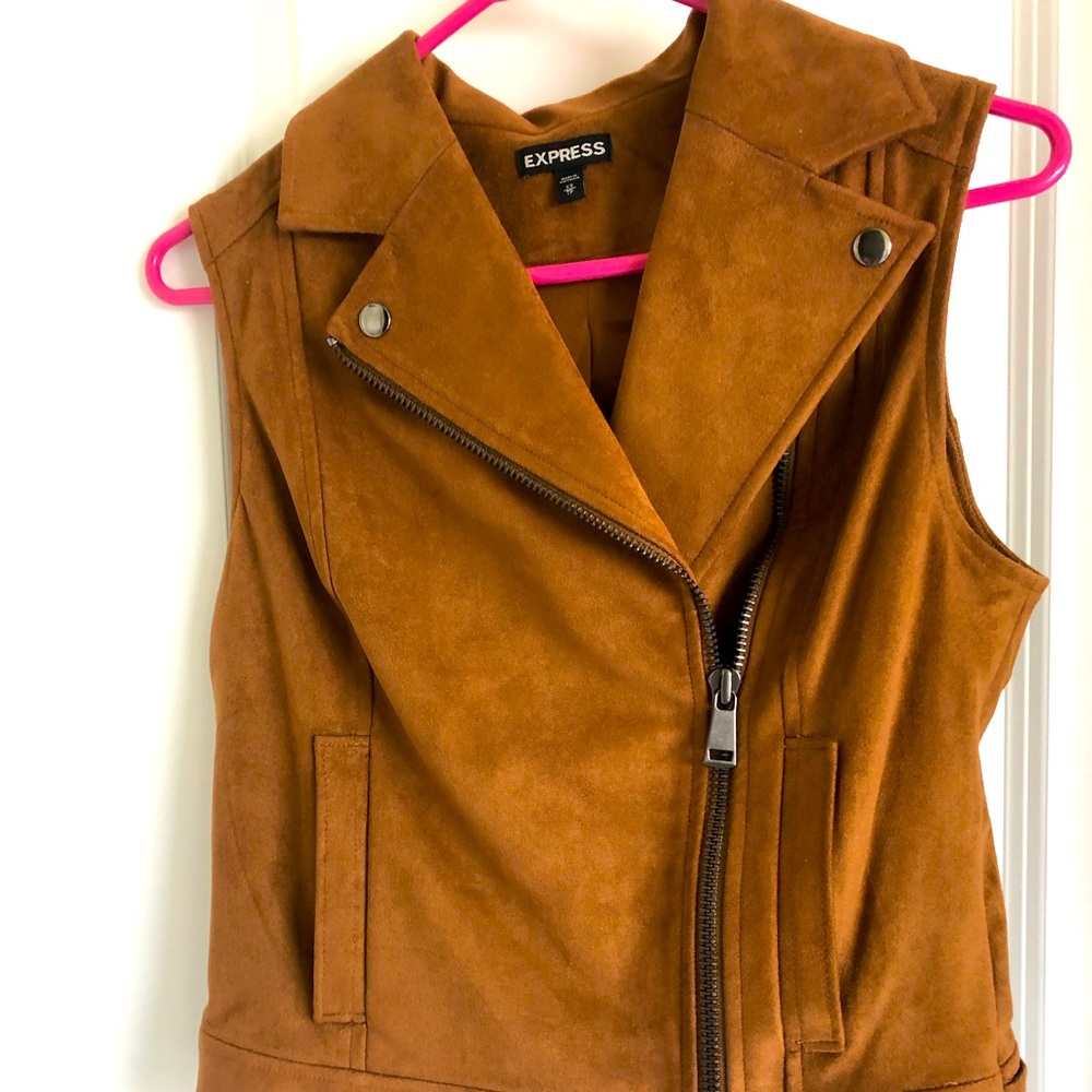 Express Faux Suede Moto Vest